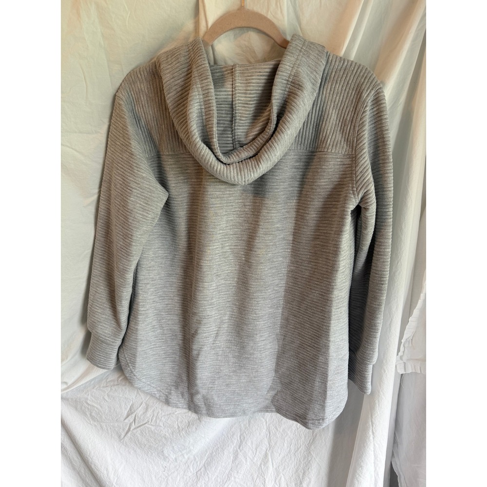 Jane + Delancey Gray Textured Ribbed Knit Hoodie Pullover Sweatshirt RN 155730 - Picture 3 of 5